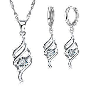 💎 NEW ❤️ Cute Spiral 925 Sterling Silver Bundle Necklace Earrings Modern